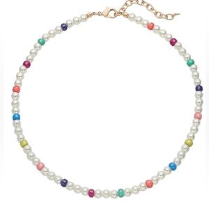 BOGO 1/2 OFF On 34th Gold-Tone Multicolor Bead & Imitation Pearl Collar Necklace